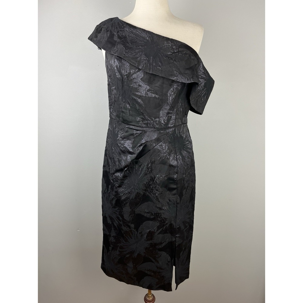 Aidan Mattox Dress‎ Womens 8 Black One Shoulder Evening Formal Cocktail Glam